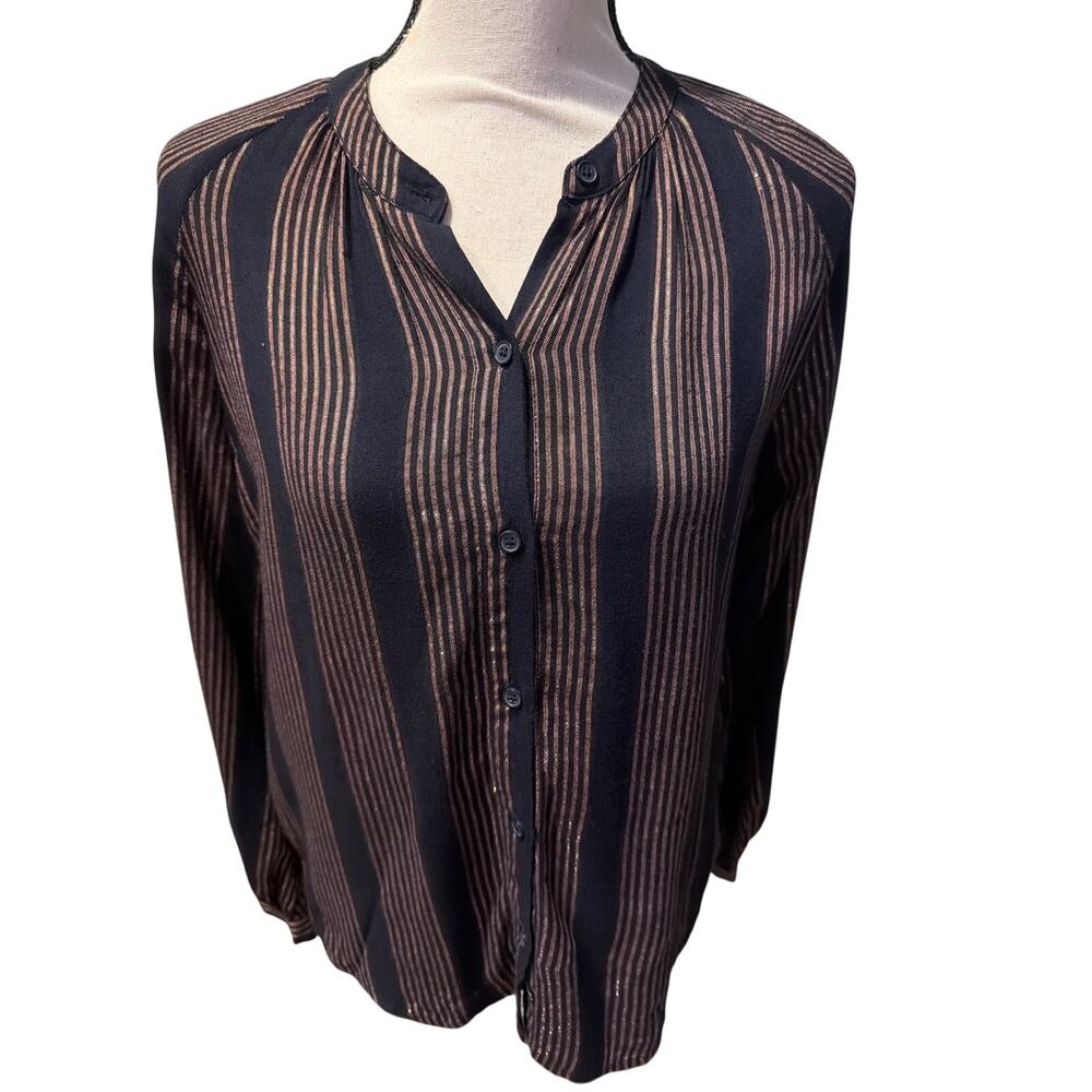 ⭐️ Women Rails Black / Bronze Button Up Top Size XS Shimmer Sparkly Dressy Chic